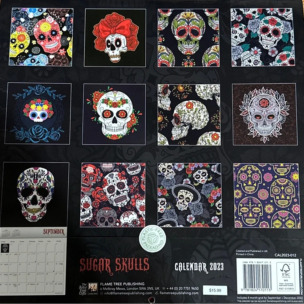 Brand new Sugar skulls 2023 sq Calendar